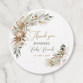 Etiquetas Para Recuerdos Boho de oro/Brunch de Baby Shower Gracias