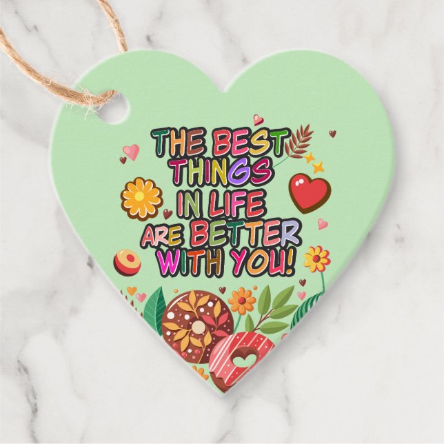 Etiquetas Para Recuerdos Boho Donuts y Flores, El día de San Valentín de au (Anverso)