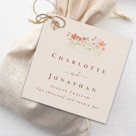 Etiquetas Para Recuerdos Boho Fall Wildflower Tan Beige Terracotta Wedding