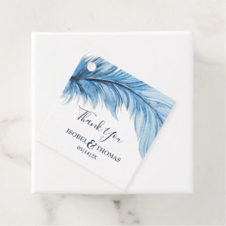 Etiquetas Para Recuerdos Boho Feather Blue & White Boda Gracias