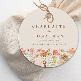 Etiquetas Para Recuerdos Boho Flor Silvestre Beige Agradecimiento de Boda