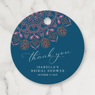 Etiquetas Para Recuerdos Boho Floral Mandala Verde azulada ducha de novias