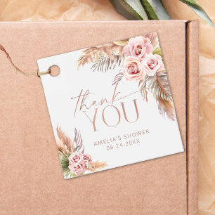 Etiquetas Para Recuerdos Boho Floral Pampas Rosa Gold Gracias
