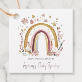 Etiquetas Para Recuerdos Boho Floral Rainbow Baby Sprinkle Gracias
