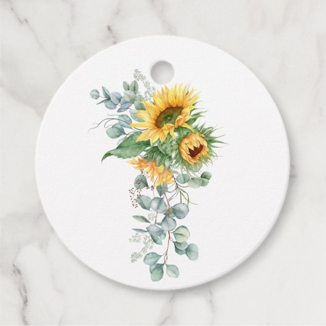Etiquetas Para Recuerdos Boho Girasol Eucalipto (Anverso)