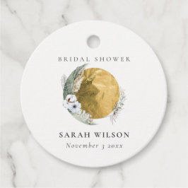 Etiquetas Para Recuerdos Boho Gold Saga Corona floral de ducha de novia 