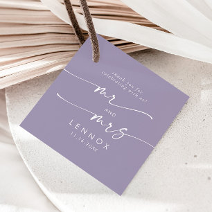 Etiquetas Para Recuerdos Boho Moda Lavender Purple Sr y Sra. Boda