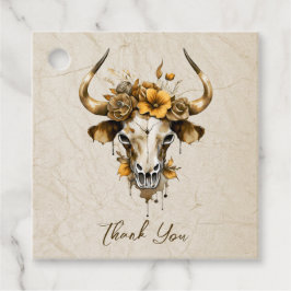 Etiquetas Para Recuerdos Boho Moda Watercolor Floral Cow Skull Boda