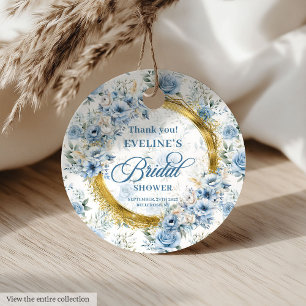 Etiquetas Para Recuerdos Boho Moderno Flores Silvestres Azules Polvo Dorado