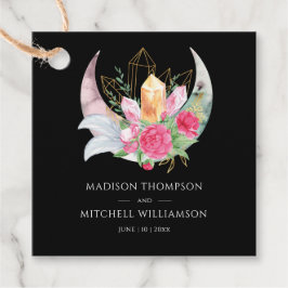 Etiquetas Para Recuerdos Boho Moon Crystals Feathers Pink Flowers Boda