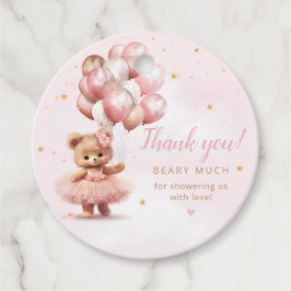 Etiquetas Para Recuerdos Boho Pink Teddy Bear Chica Baby Shower Gracias