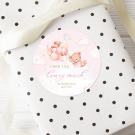 Etiquetas Para Recuerdos Boho Pink Teddy Bear Chica Baby Shower Gracias
