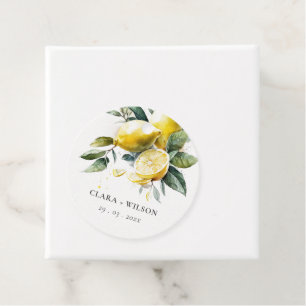 Etiquetas Para Recuerdos Boho Rustic Watercolor Yellow Lemon Garden Wedding
