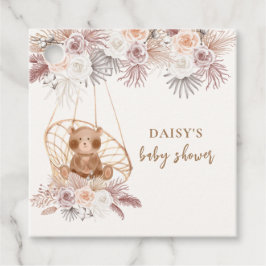 Etiquetas Para Recuerdos Boho Teddy Bear moderno Pampas Baby Shower