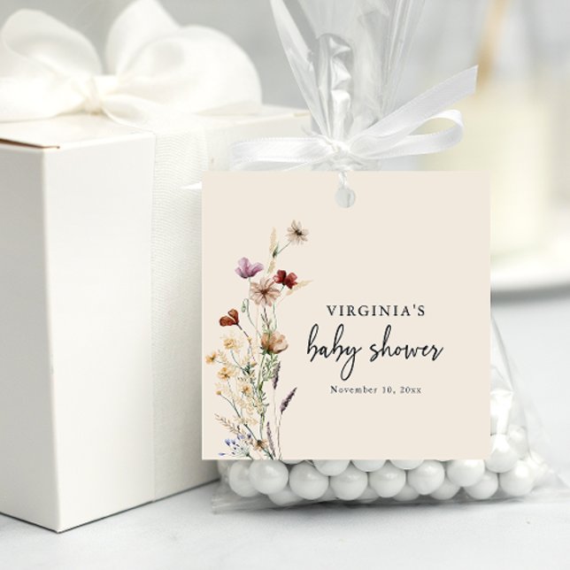 Etiquetas Para Recuerdos Boho Wildflower (Boho Wildflower Baby Shower Favor Tags
)