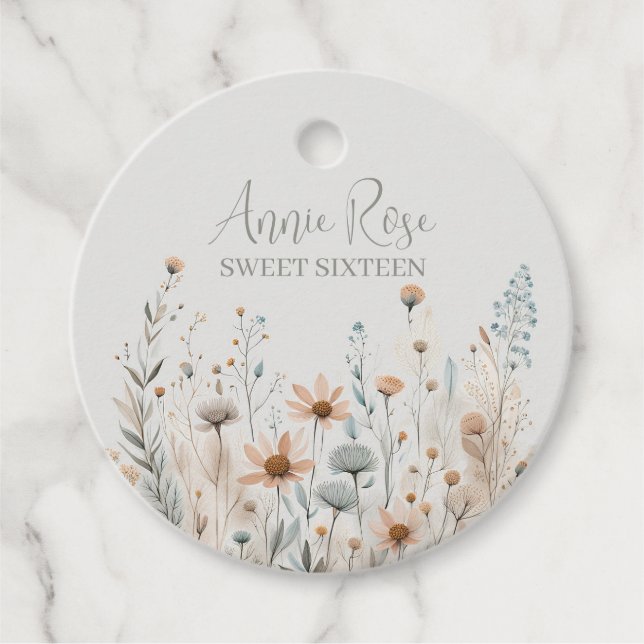 Etiquetas Para Recuerdos Boho Wildflower (Anverso)