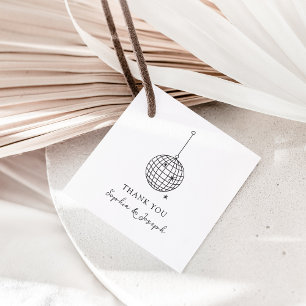 Etiquetas Para Recuerdos Bola de Discoteca Minimalista en Blanco y Negro