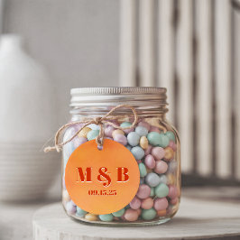 Etiquetas Para Recuerdos Bold Orange Watercolor Sunset Monogram Wedding