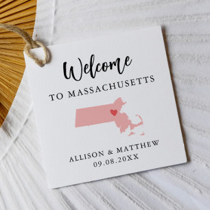 Etiquetas Para Recuerdos Bolsa de bienvenida para boda en Massachusetts de