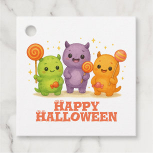 Etiquetas Para Recuerdos Bolsas de Halloween de Kawaii Monsters & Lollipops