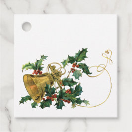 Etiquetas Para Recuerdos Bolsas de regalo de Navidad Vintage Gold Bell y Ho
