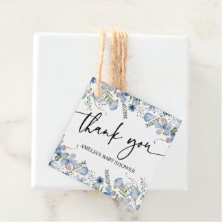 Etiquetas Para Recuerdos Bolsas favoritas de Baby Shower Dusty Blue Wildflo