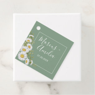 Etiquetas Para Recuerdos Bonito Basil Boda de Daisies verdes y blancos