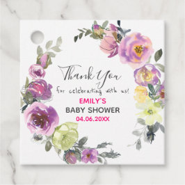 Etiquetas Para Recuerdos Bonito Morple Floral Wreath Gracias Baby Shower