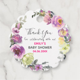 Etiquetas Para Recuerdos Bonito Morple Floral Wreath Gracias Baby Shower