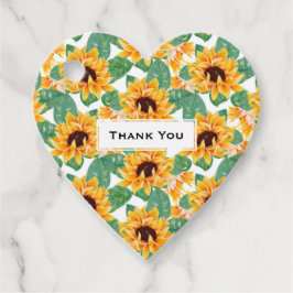 Etiquetas Para Recuerdos Bonitos Sunflower Patrón amarillo y verde Gracias