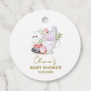 Etiquetas Para Recuerdos Bonjour Floral Macarons Milk Tea Baby Shower
