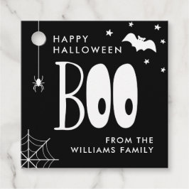 Etiquetas Para Recuerdos Boo blanco y negro Feliz Halloween
