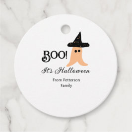 Etiquetas Para Recuerdos Boo, es Halloween de naranja de apellido fantasma