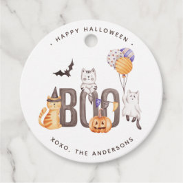 Etiquetas Para Recuerdos Boo Happy Halloween Cute Kid's Cats Ghosts Pumpkin