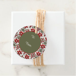 Etiquetas Para Recuerdos Bordados florales rojos y blancos