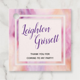 Etiquetas Para Recuerdos Borde de mármol Naranja rosa