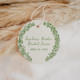 Etiquetas Para Recuerdos Borde floral dibujado a mano verde