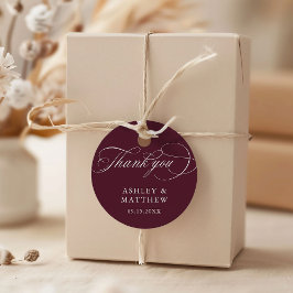 Etiquetas Para Recuerdos Borgoña Boda de caligrafía romántica gracias