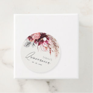 Etiquetas Para Recuerdos Borgoña Rubor Floral Pampas Grass Quinceanera