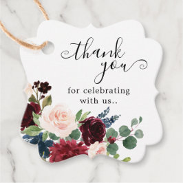 Etiquetas Para Recuerdos Borgoña Rubor Navy Floral Blossom Bridal Shower