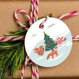 Etiquetas Para Recuerdos Bosque De Bosques De Madera Animales Patinando Hie