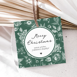 Etiquetas Para Recuerdos Botanical Christmas Square Favor Tags