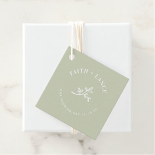 Etiquetas Para Recuerdos BOTANICAL SPRIG nueva vida boda moderno sabio verd
