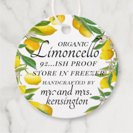 Etiquetas Para Recuerdos Botella de invitado de Boda de Limoncello orgánico
