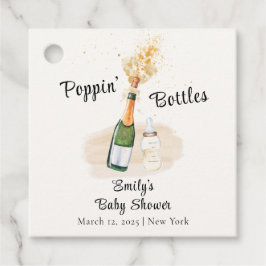 Etiquetas Para Recuerdos Botellas modernas de Poppin Champán Baby Shower