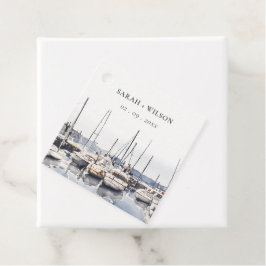 Etiquetas Para Recuerdos Botes costeros acolchados en el Boda de la capa ma