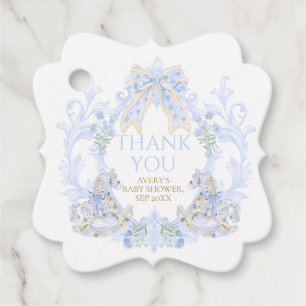 Etiquetas Para Recuerdos Bow Floral Escudo Rustic Blue Boy Baby Shower