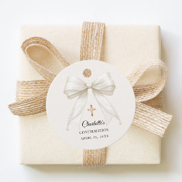 Etiquetas Para Recuerdos Bow ivory pearls elegant Confirmation DIY