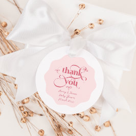 Etiquetas Para Recuerdos Bow Moderno Minimalista Wavy Chica rosa Baby Showe