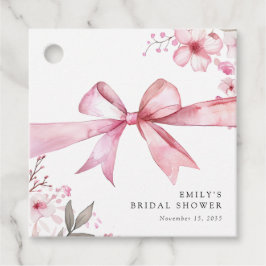 Etiquetas Para Recuerdos Bow rosado atando la ducha nupcial